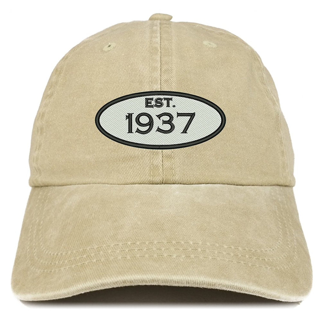 Trendy Apparel Shop Established 1937 Embroidered 82nd Birthday Gift Pigment Dyed Washed Cotton Cap