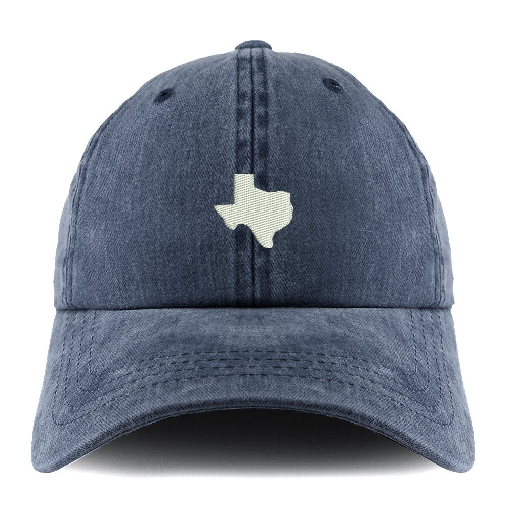 Trendy Apparel Shop Texas State Map Embroidered Pigment Dyed Unstructured Cap