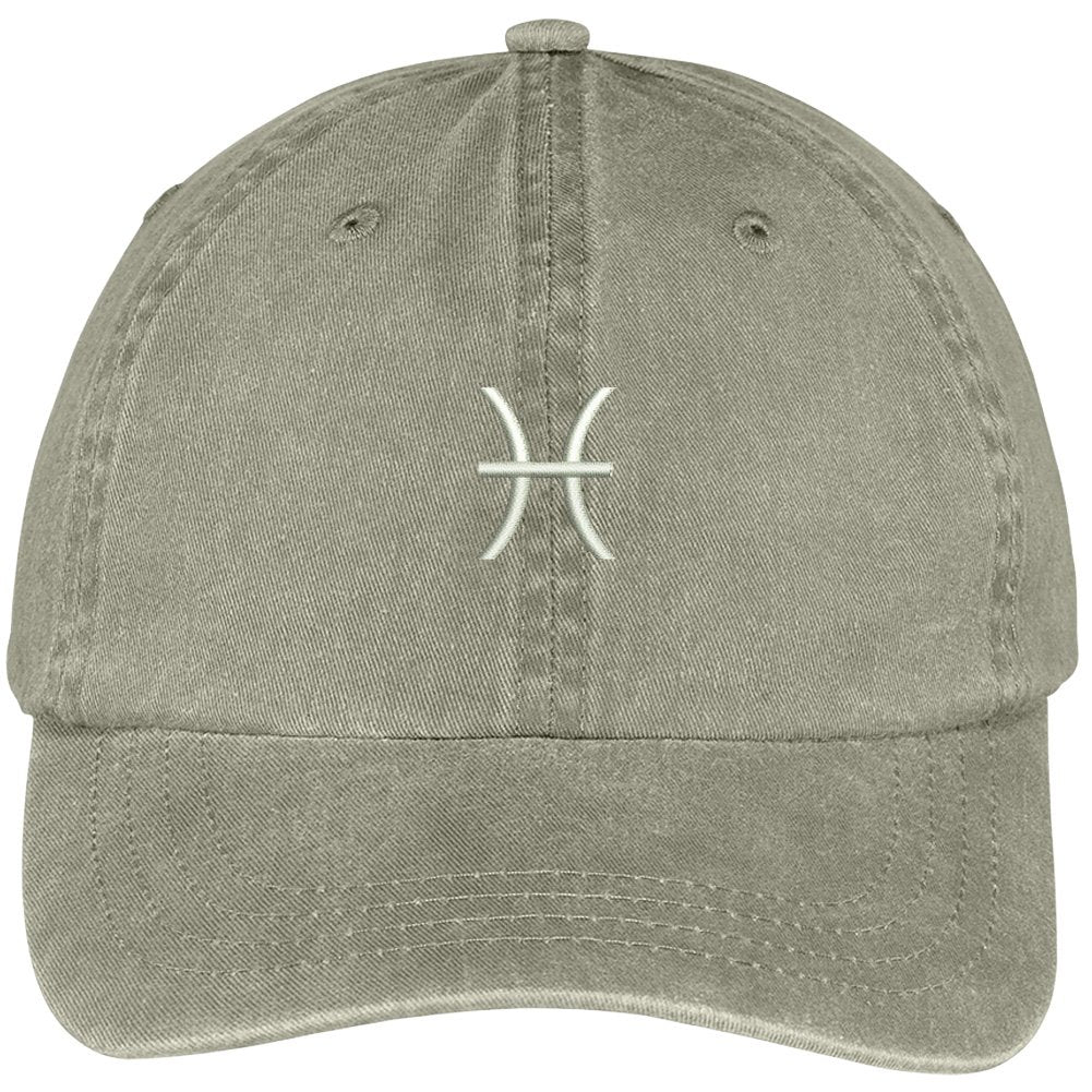 Trendy Apparel Shop Pisces Zodiac Signs Embroidered Soft Crown 100% Brushed Cotton Cap