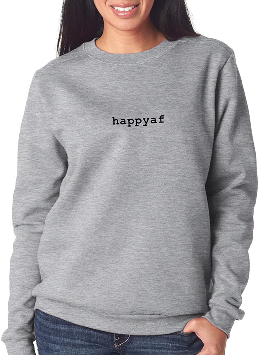 Trendy Apparel Shop Happyaf Printed Women's Premium Classic Fit Pre-shrunk Fleece Sweatshirt