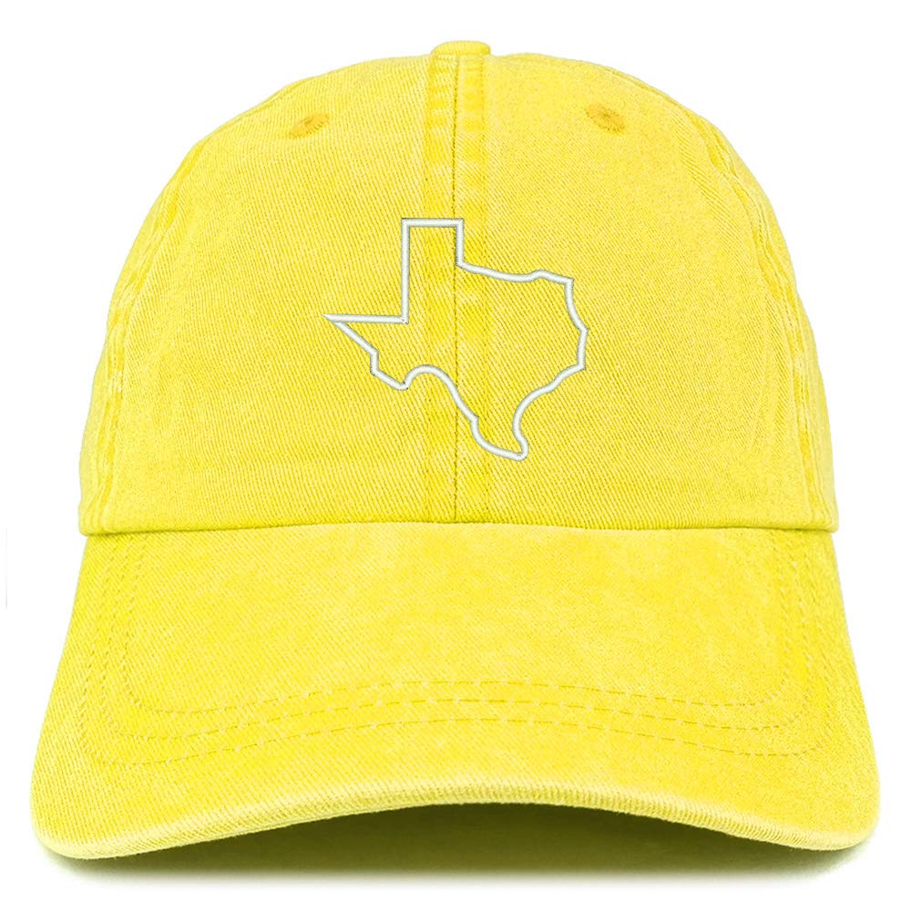 Trendy Apparel Shop Texas State Outline Embroidered Washed Cotton Adjustable Cap - Dark Green