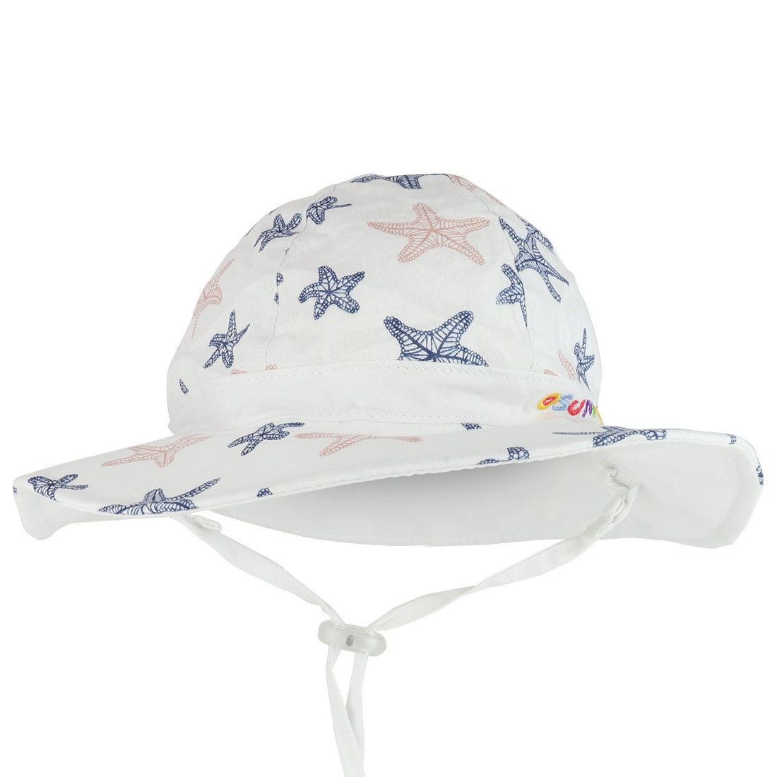 Trendy Apparel Shop Infant Baby Girl's Reversible Starfish UPF Sun Floppy Cotton Hat