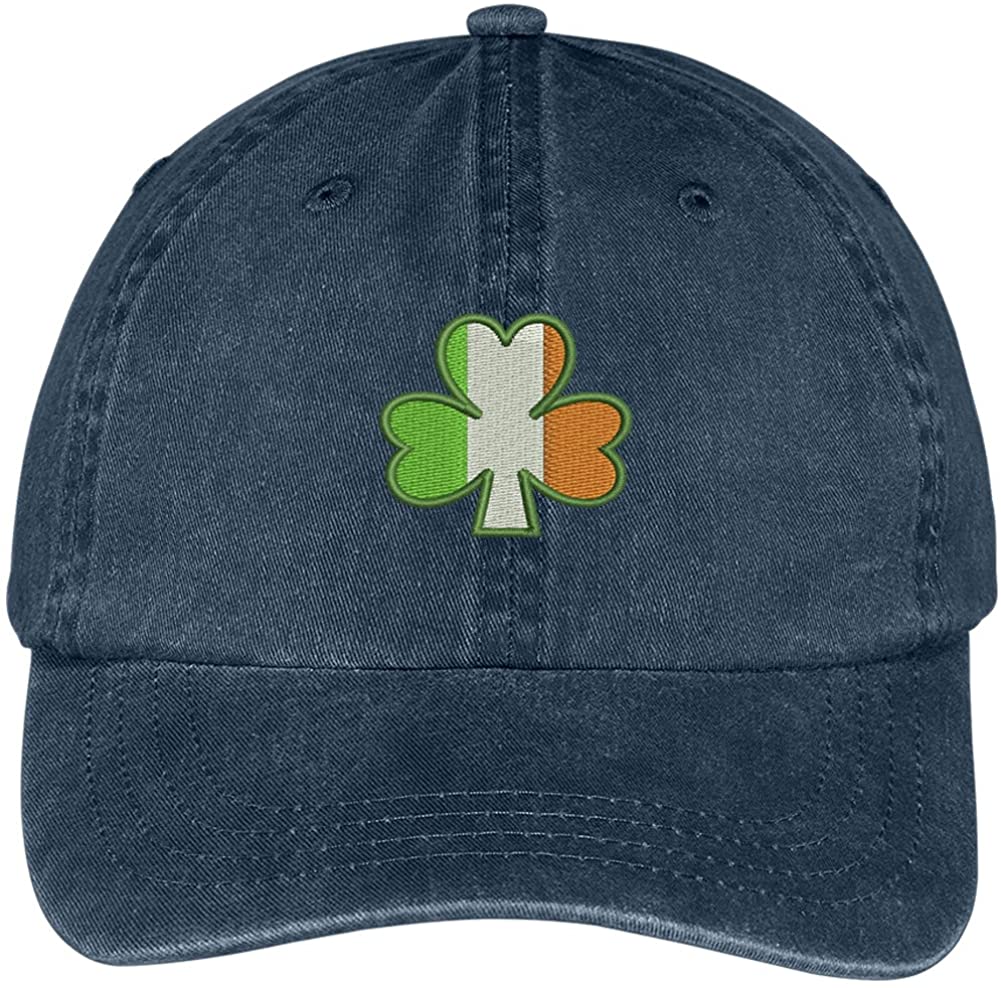 Trendy Apparel Shop Irish Shamrock Embroidered Soft Crown 100% Brushed Cotton Cap