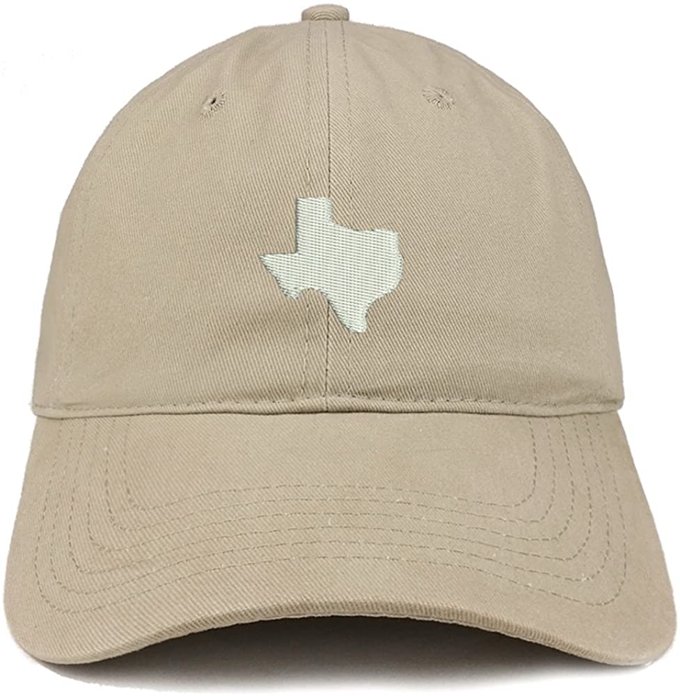 Trendy Apparel Shop Texas State Map Embroidered Low Profile Soft Cotton Brushed Baseball Cap