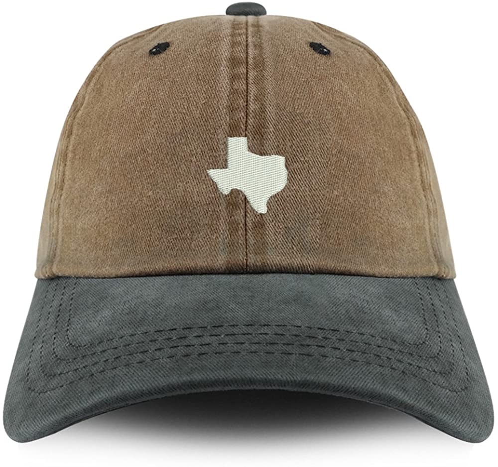 Trendy Apparel Shop Texas State Map Embroidered Pigment Dyed Unstructured Cap