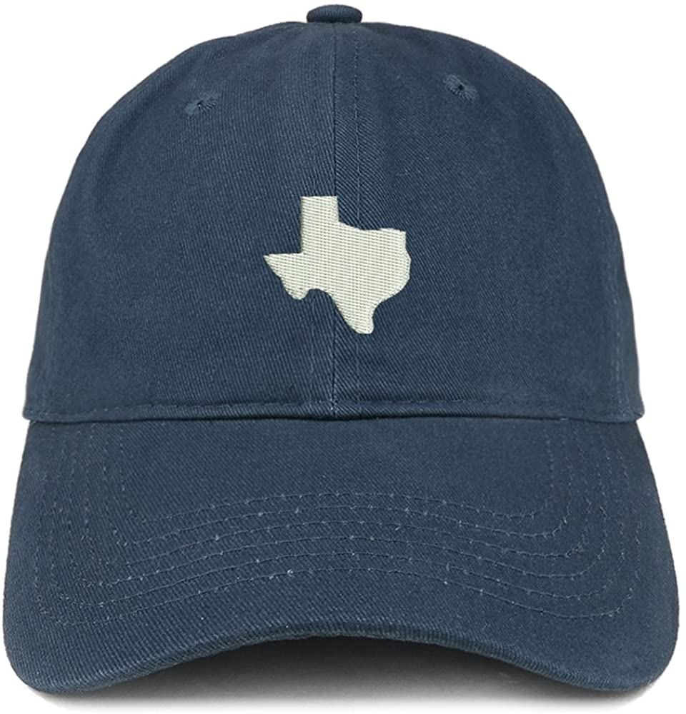 Trendy Apparel Shop Texas State Map Embroidered Low Profile Soft Cotton Brushed Baseball Cap