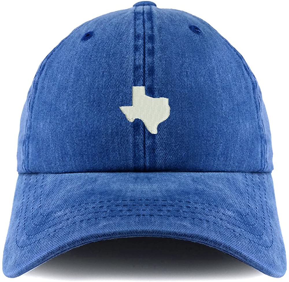 Trendy Apparel Shop Texas State Map Embroidered Pigment Dyed Unstructured Cap