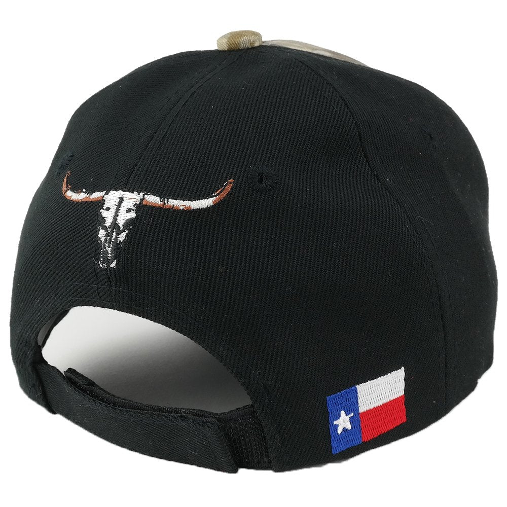 Trendy Apparel Shop Texas Pride Ox Skull Embroidered Camo Adjustable Baseball Cap