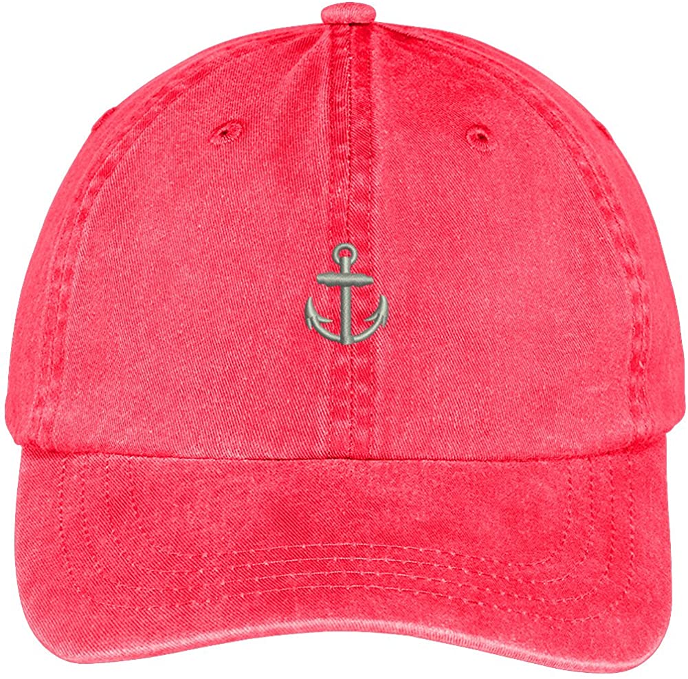 Trendy Apparel Shop Mini Anchor Embroidered Soft Crown 100% Brushed Cotton Cap