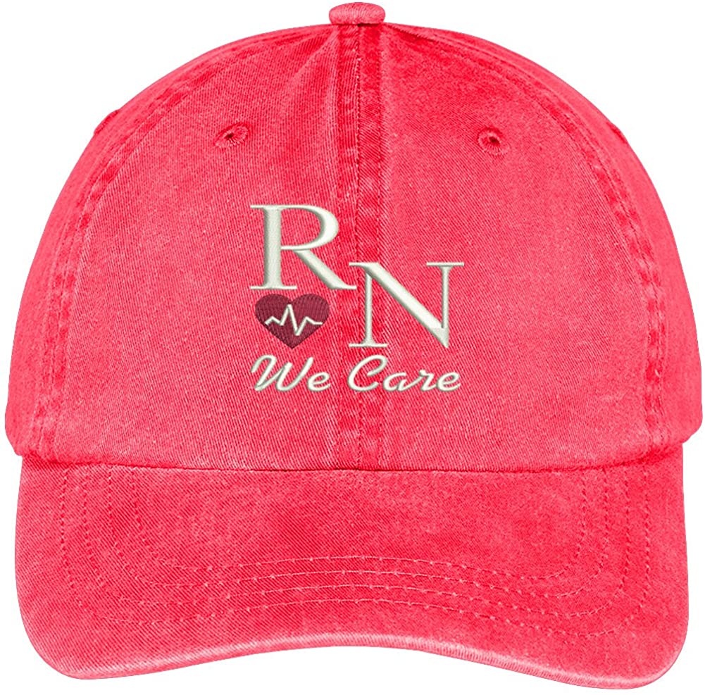 Trendy Apparel Shop Nurses Care Embroidered Soft Crown 100% Brushed Cotton Cap