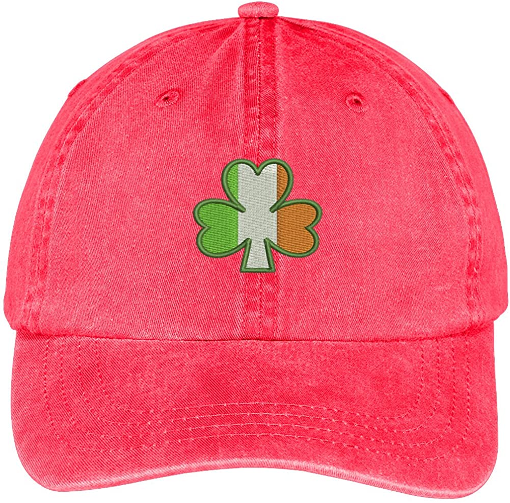 Trendy Apparel Shop Irish Shamrock Embroidered Soft Crown 100% Brushed Cotton Cap